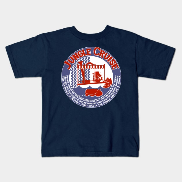 Jungle Cruise (red and blue) Kids T-Shirt by brodiehbrockie